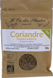 CORIANDRE graines bio sachet 30g*
