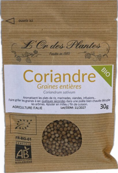 CORIANDRE graines bio sachet 30g*